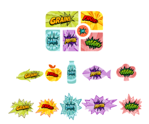 Pop art graphics for children's Bento Lunch box tray | Merchandize Design by VGB