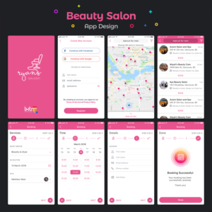 a mobile app for beauty salon professional to publish their service and customers to book service | App Design by iLexter