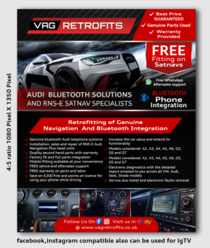 Upgrading your Audi car with original navigation system and bluetooth telephone integration | Advertisement Design by TSU Creations