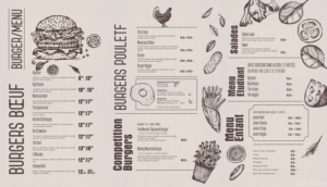 Menu for burgers the restaurant will be called 'THE FACTORY' | Menu Design by INGA DESIGN