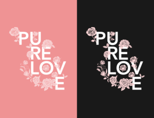 Pure Love (monochrome Tee Design) for Spring | T-shirt Design by aliimran